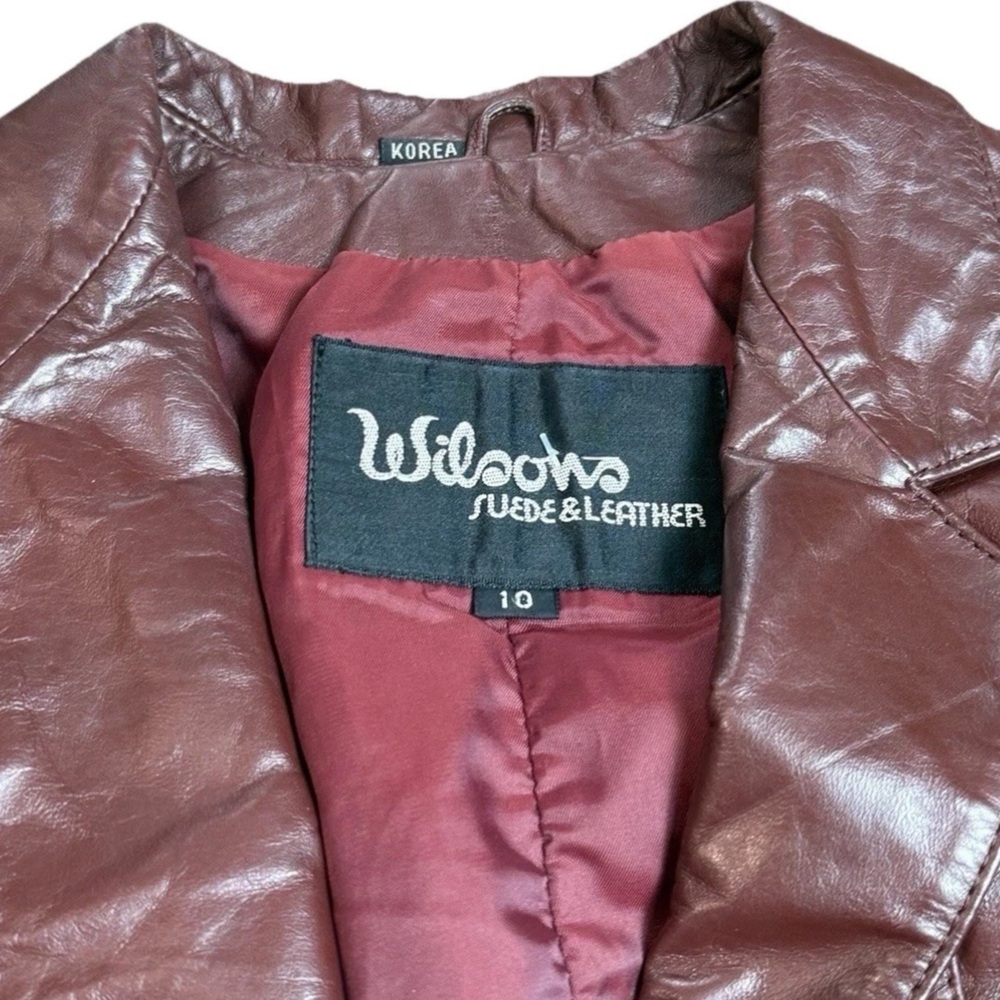 Wilson Burgundy Leather Blazer Jacket for Women - Picture 2 of 16
